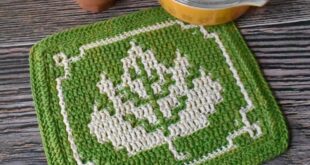 Maple Leaf Mosaic Crochet Trivet