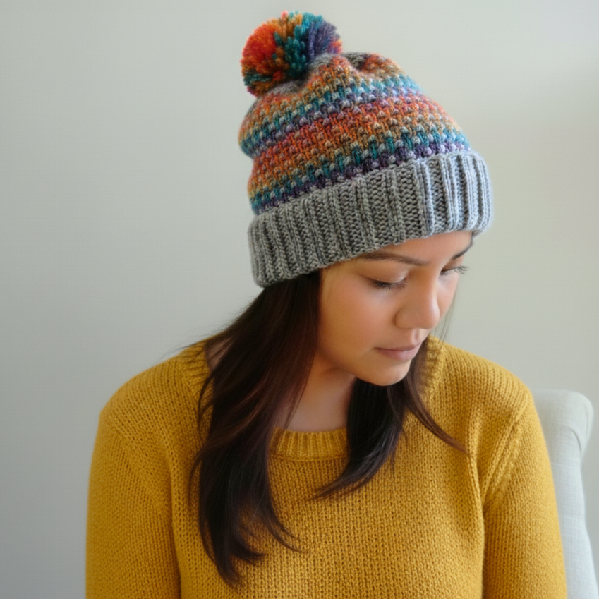 Self Striping Spectrum Beanie | Purl Avenue